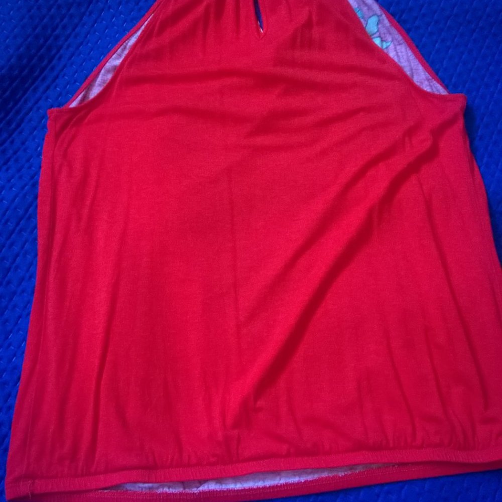 Red Tank w/Lotus Pattern - Picture 4 of 4